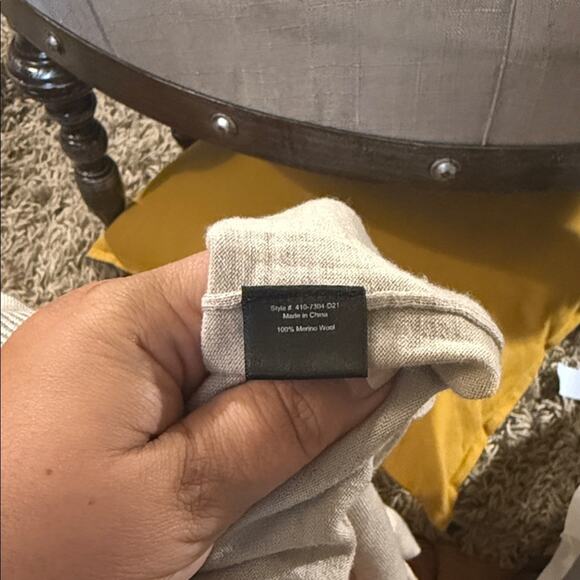 JENNI KAYNE classic quiet luxury merino wool lightweight tan sweater XL - Picture 3 of 4